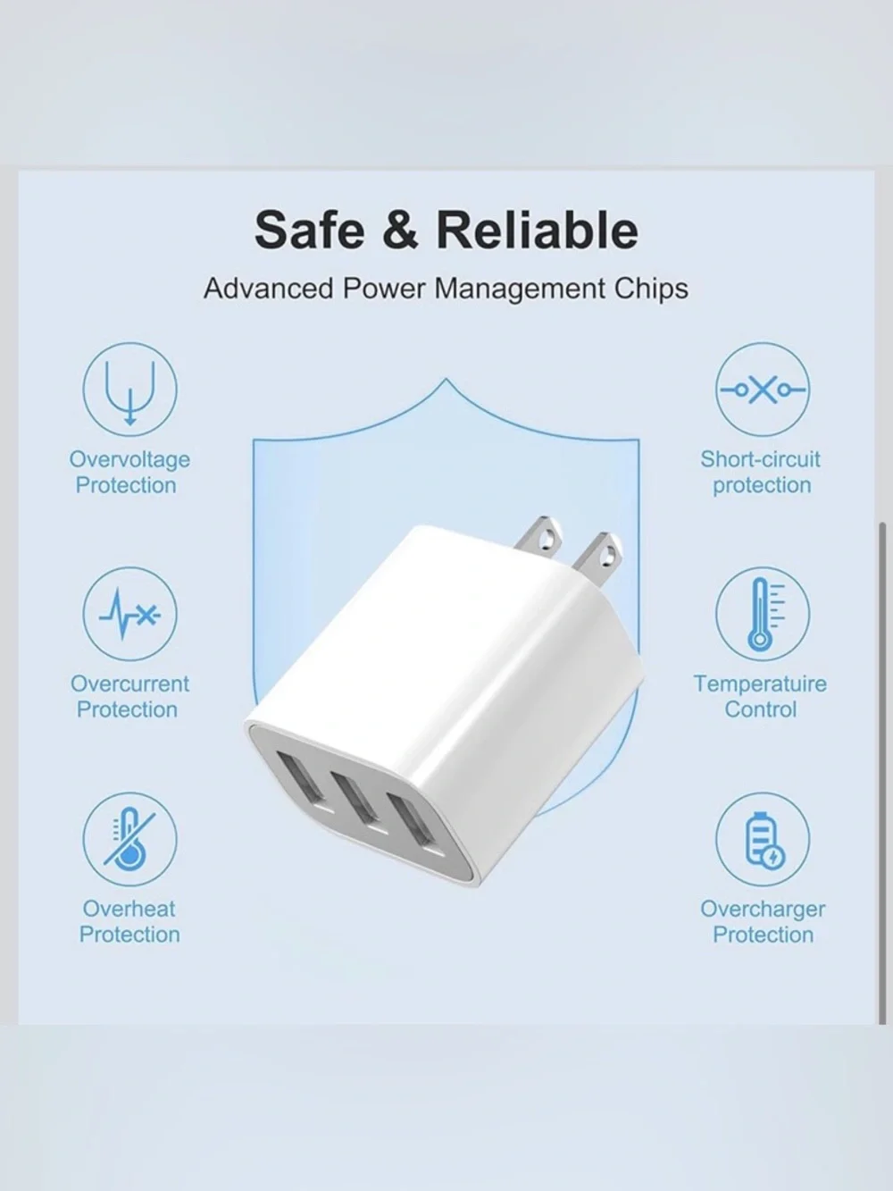9 pack of 3-Port USB Wall Charger